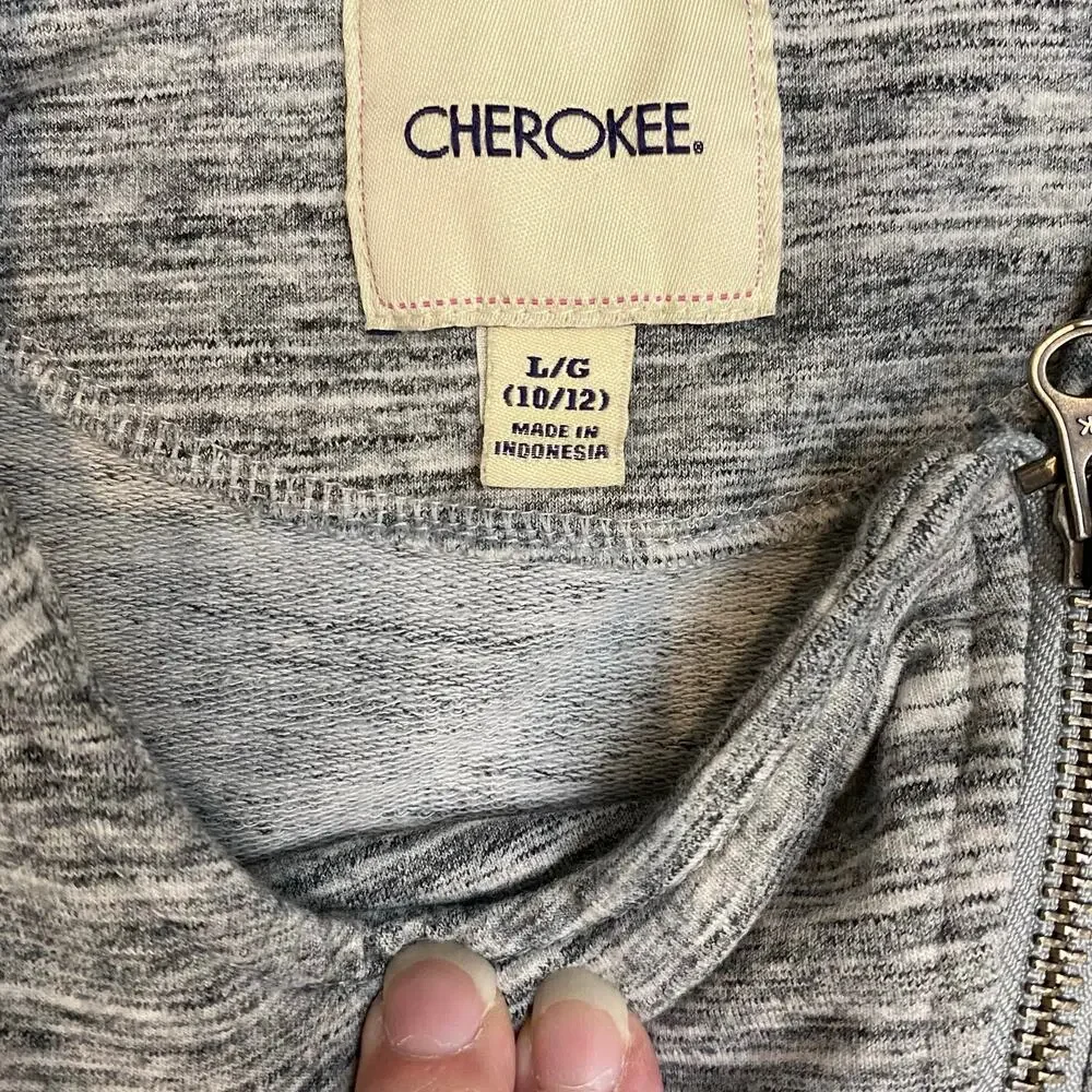 Cherokee Girls Gray Space-Dye Knit Moto Jacket - Size Large (10/12)